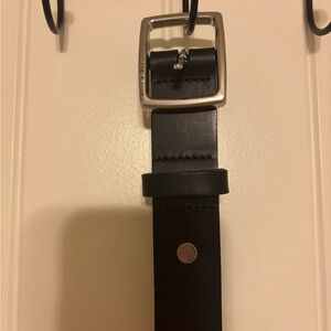 Rag & Bone Black Leather Belt with Silver Buckle